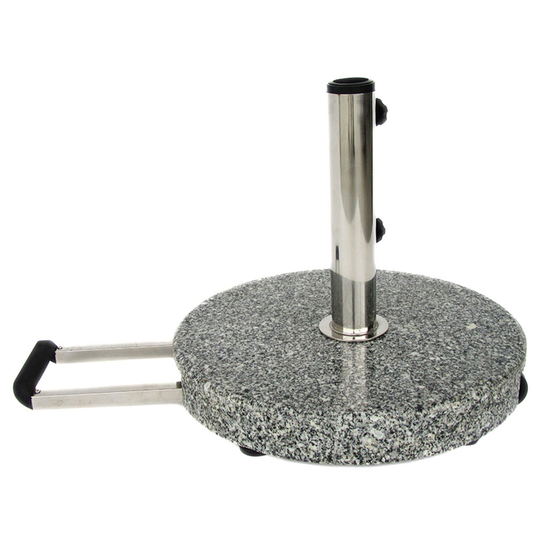 40kg Round Granite Parasol Base With Telescopic Trolley Handle